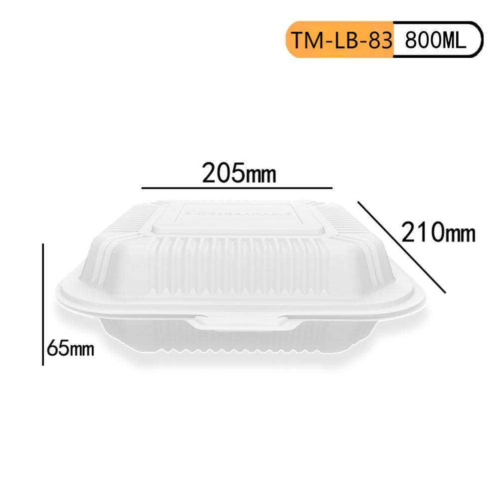 3 Compartments Cornstarch Clamshell