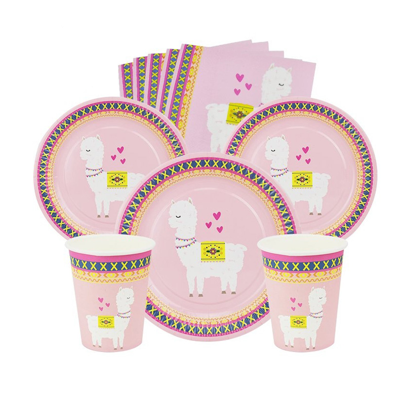 Pink Alpaca Paper Dinnerware