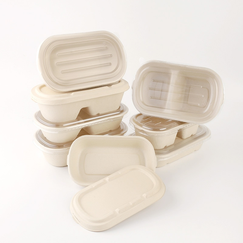 PFAS FREE 26oz Sugarcane Oval Lunch Box with Lid Sturdy Microwavable Salad Food Container