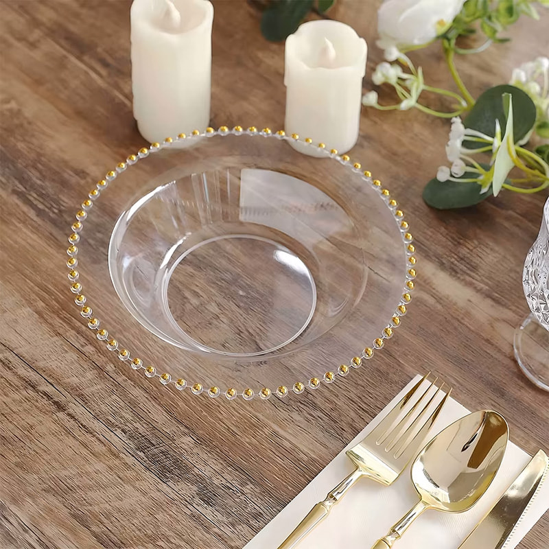 Beaded Gold Rim Disposable Bowl